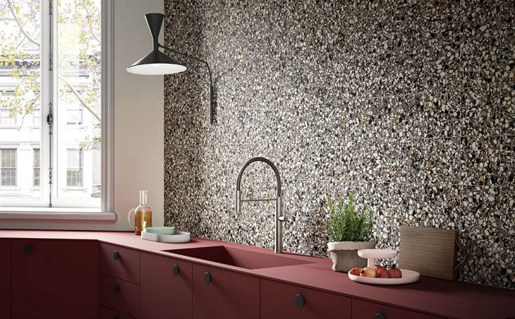 Tegel Terrazzo look zwart macro 20x20cm