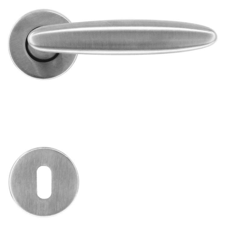 Poignée de porte vigevano look inox rosace barbe