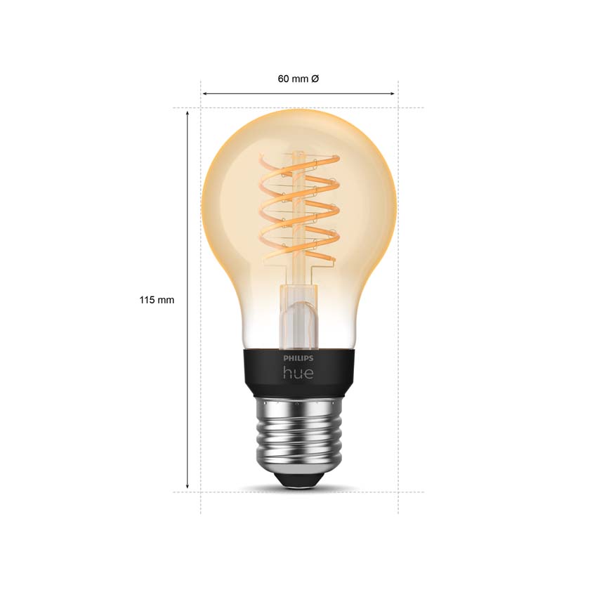Ampoule LED filament - E27 - ambre - 11,5xØ6cm - dimmable - 7W - 580lm - 2100K blanc chaud - 1 pièce