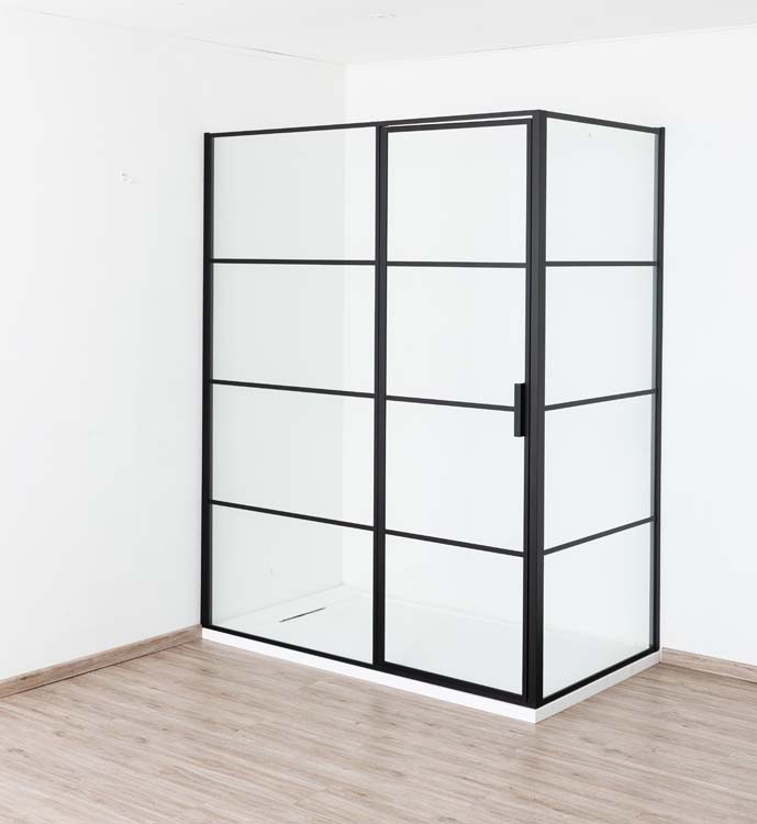 Porte de douche tournante avec partie fixe Ulysses noir 160x200cm