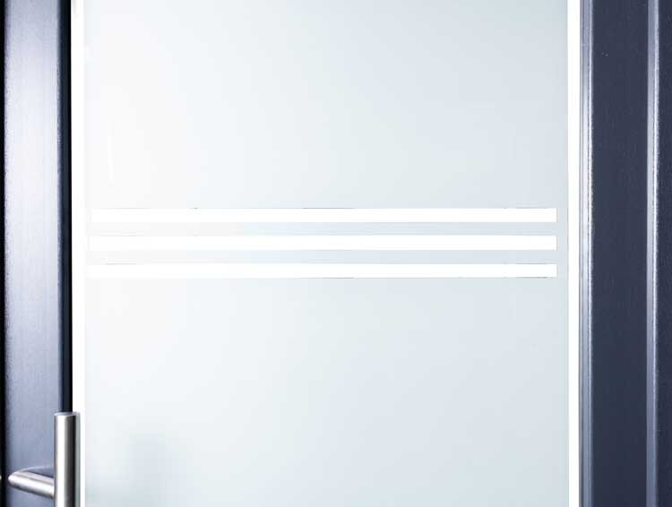 Porte ex. verre - PVC - 3 lign. transp. - Anthr. - Droite - 980x2180mm Porte ex. verre - PVC - 3 lign. transp. - Anthr. - Droite - 980x2180mm