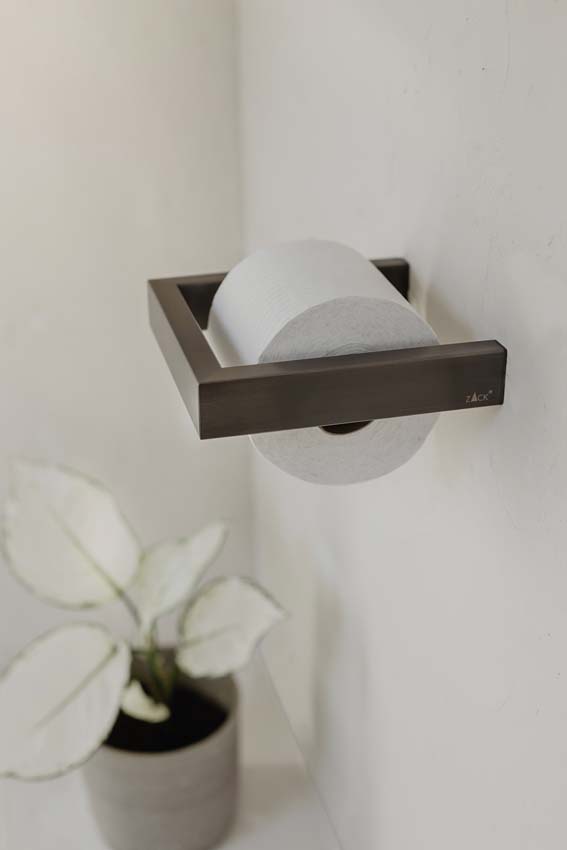 Porte-rouleau Zack Linea graphite fermé adapté pour 1 rouleau de papier toilette