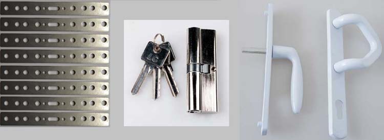 Accessoires complet porte extérieur pvc blanc poignée