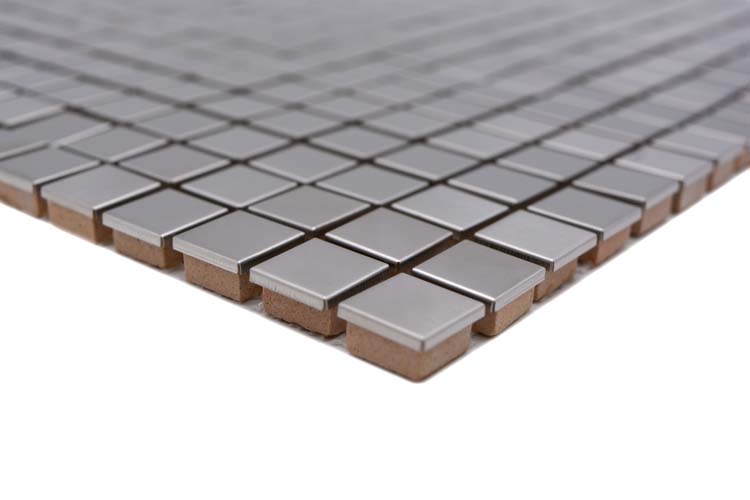 Mosaïque acier silver carré 30 x 30 cm