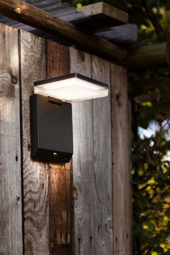 Applique murale extérieur - noir - H15cm - LED - 1x8W - 4000K - IP44 - détecteur de mouvement