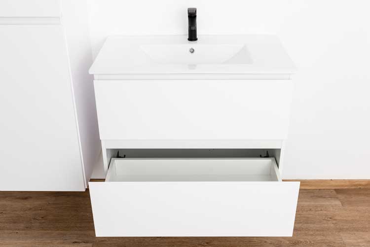 Meuble de salle de bain Bianca blanc mat 800 mm lavabo brillant
