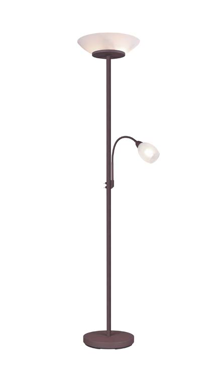 Lampadaire avec lampe de lecture marron/verre excl lampe LED possible H180cm