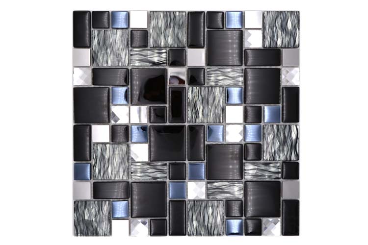 Mosaïque Crystal+ Mix Multi noir brillant 30x30cm