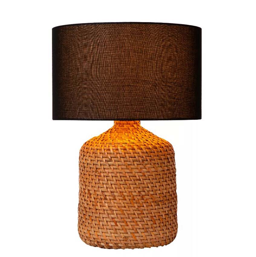 Lucide Premium Arrah - Lampe de table - Naturel - Ø35cm - E27 - 1x40W - Cylindre