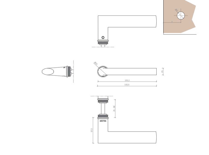 Deurkruk Xinnix 004.22 aluminium geanodiseerd zwart complete set excl. rosas