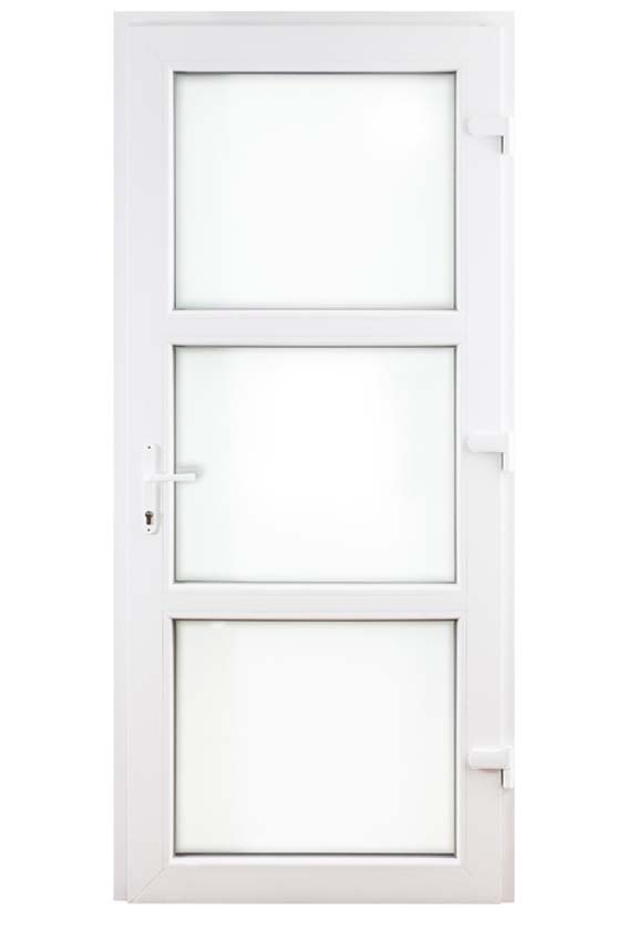Buitendeur 3 delen PVC helder glas wit 980x2180mm rechtstrekkend