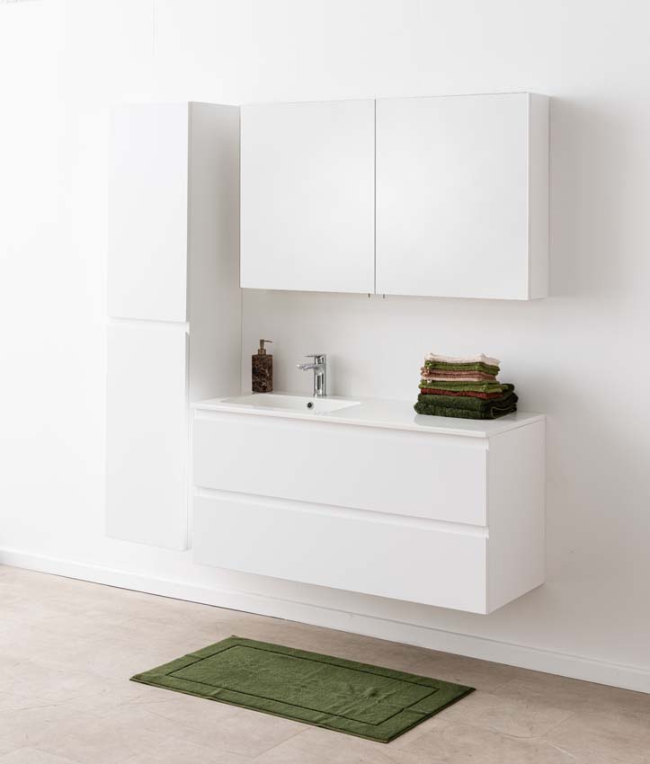 Badkamermeubel Tibo wit met enkele wastafel glanzend wit 120cm