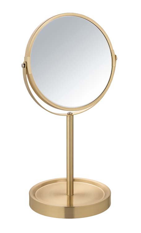 Miroir de maquillage Alata rond avec agrandissement or mat 35x18,5cm