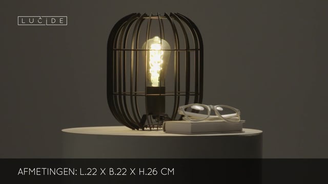 Lampe de table - Ø 22 cm - 1xE27 - Noir