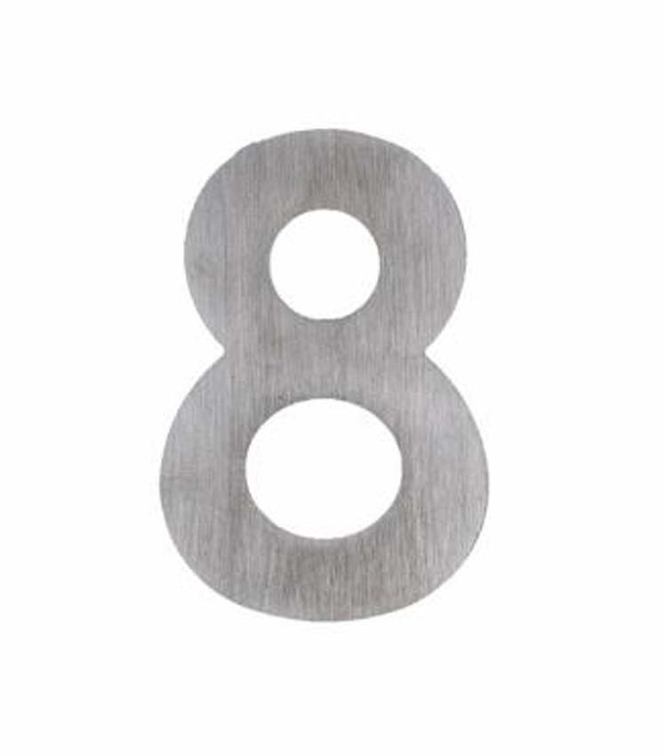 Numéro de maison pro 8 inox plus 5 cm autocollant