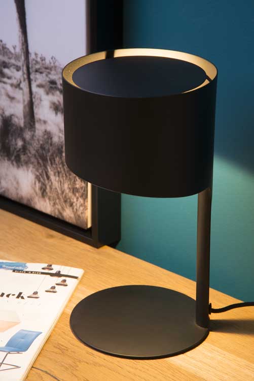 Lucide KNULLE - Tafellamp - Ø 15 cm - E14 - Zwart