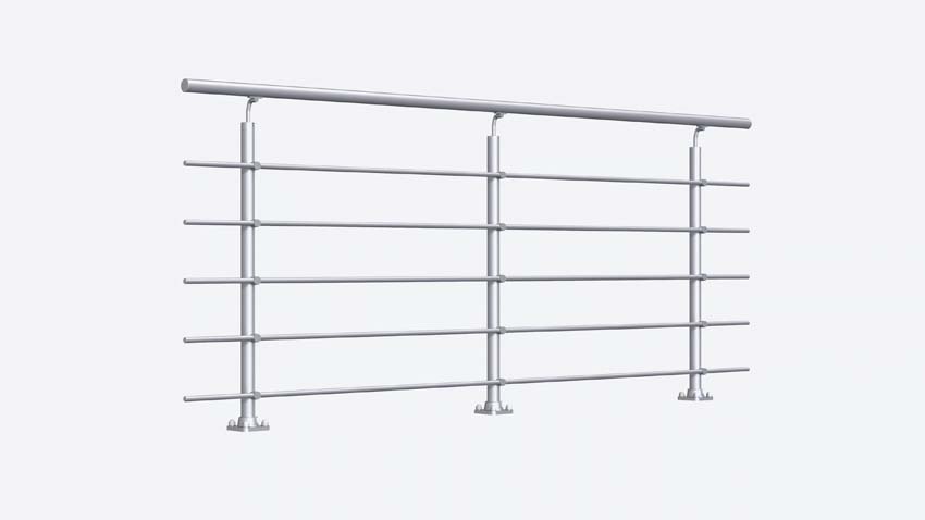 Kit garde-corps Grode aluminium argent 250cm fixation au sol