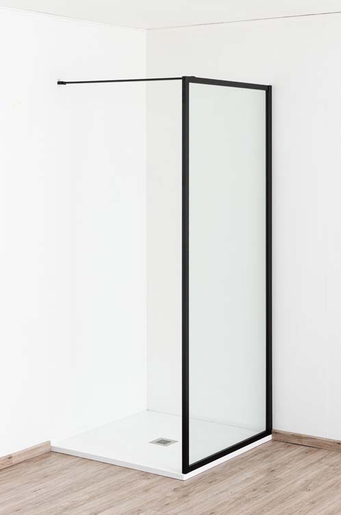 Paroi de douche Umi profile noire 90x200cm avec barre