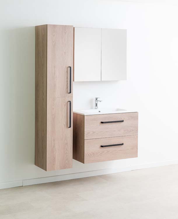 Meuble de salle de bain Chêne Bison 800 mm lavabo mat