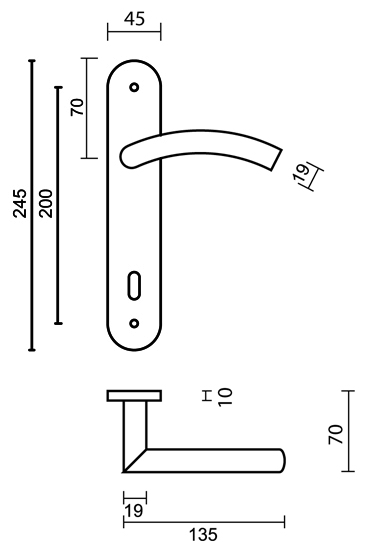 Deurklink inox plus Belaggio 14cm
