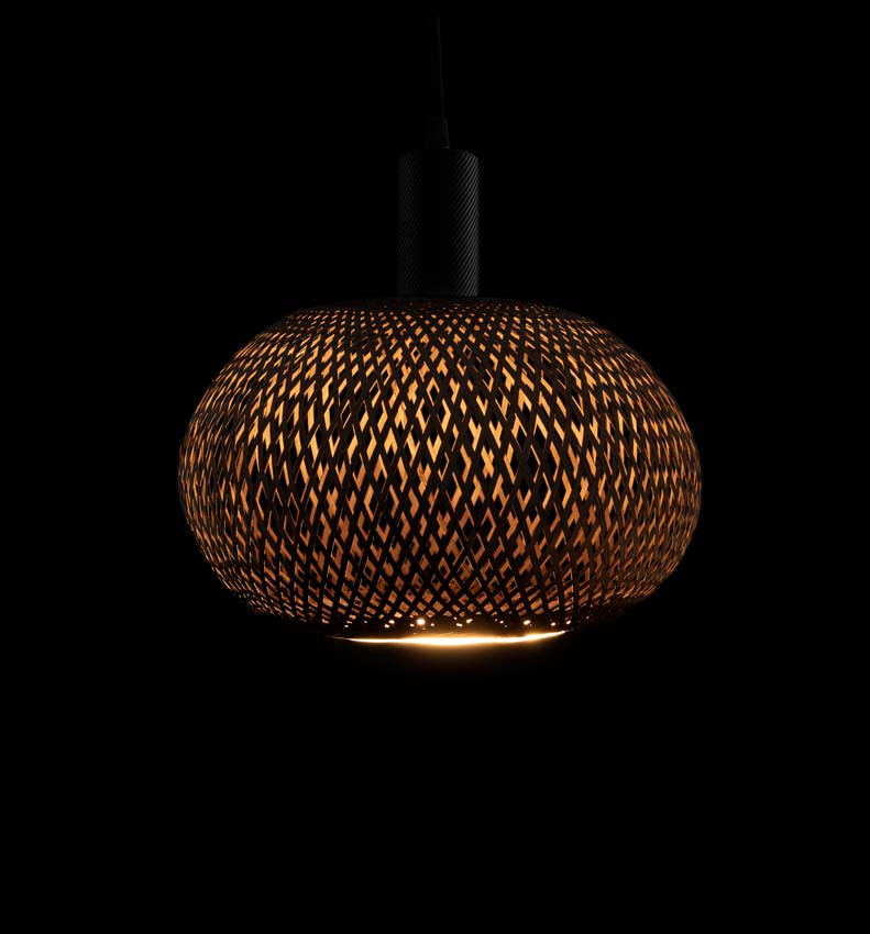 Lampe LED floating Bambou - E27 - bronze - 30cm - dimmable - 6W - 330lm - 2200K - ovale