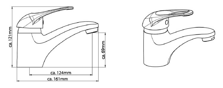 Robinet de lavabo Carlo 12,10cm chrome Robinet de lavabo Carlo 12,10cm chrome