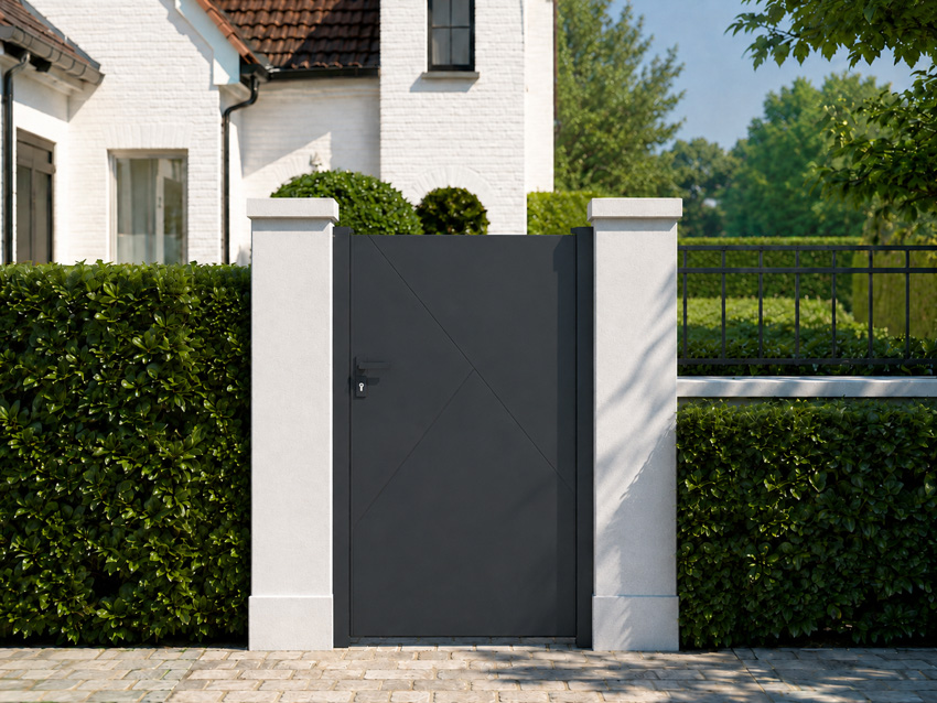 Portail battant simple Bilbao en aluminium noir gauche 100x175cm