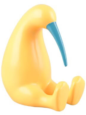 Beeld vogel kiwi geel 18,5cm