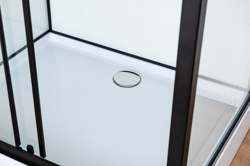 Douchecabine Adele thermostatisch links/rechts zwart/wit draaideur 115x90x225cm