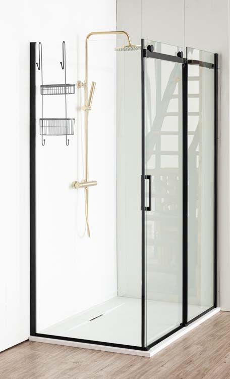 Doucheschuifdeur Uno zwart 137-140x200cm