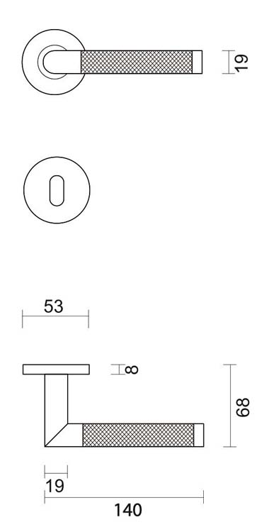 Deurklink Hashtag zwart R+E 14 cm