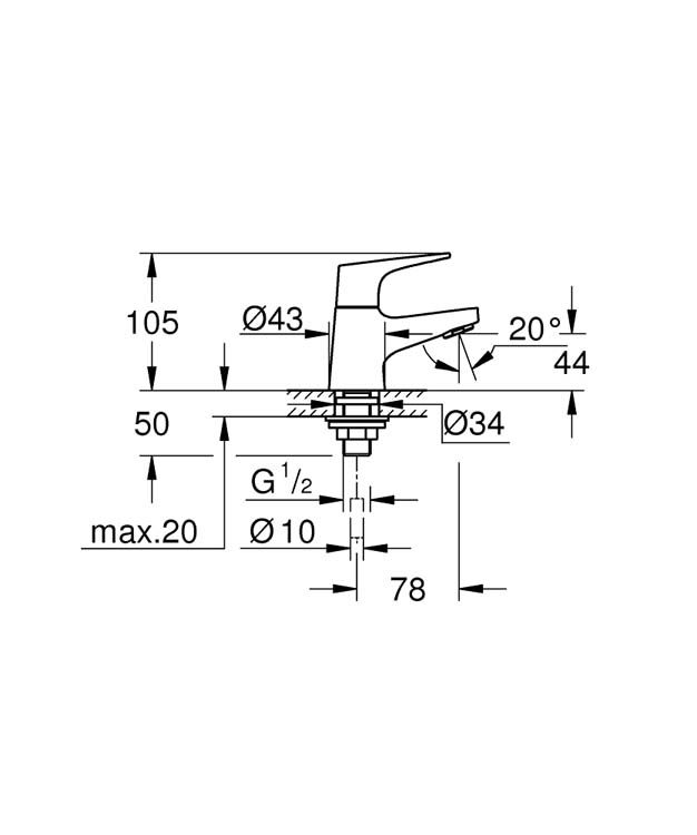 Robinet de l'eau froid Grohe Start Flow chrome