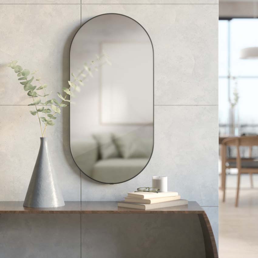Spiegel Umbra Hubba ovaal titanium 91x45cm