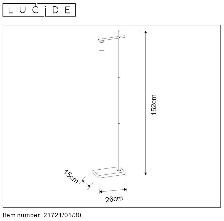 Lampadaire - noir - 152cm - E27 - 40W