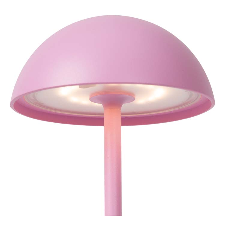 Lucide JOY - Oplaadbare Tafellamp Buiten - Accu/Batterij - Ø 12 cm - LED Dimb. - 1x1,5W 3000K - IP54 - Roze