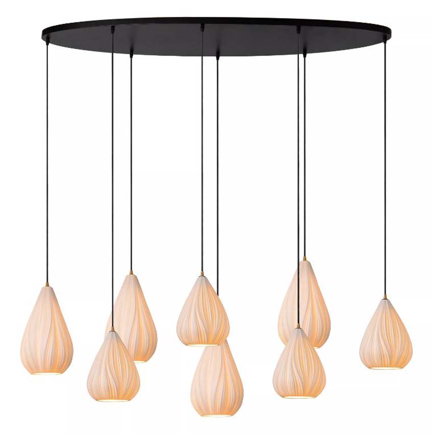 Lucide Cinzia - Hanglamp - 8xE27 - Wit