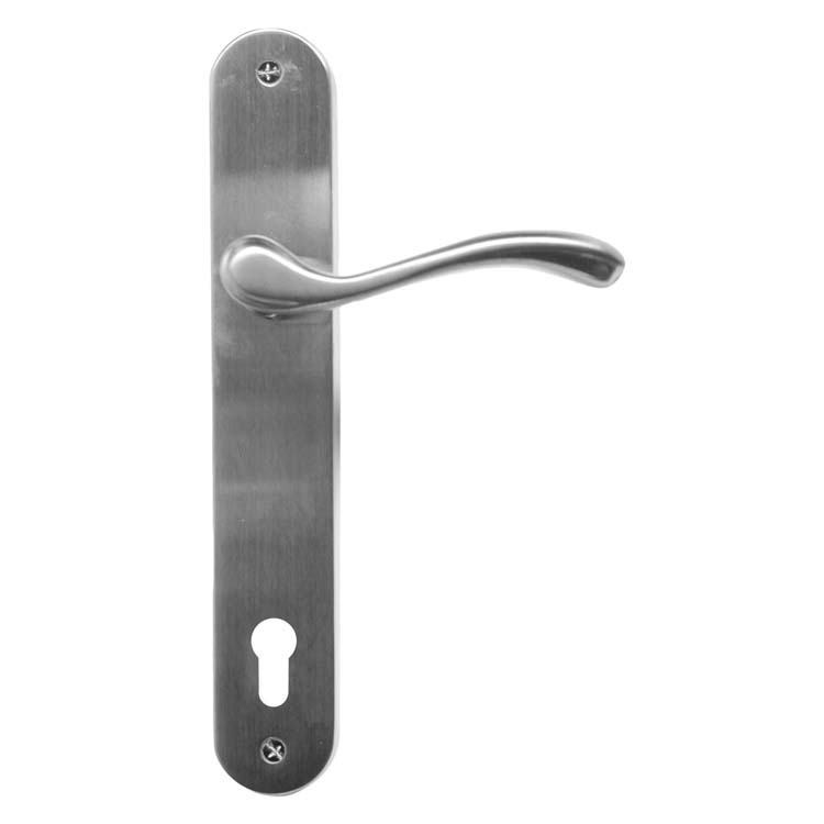 Deurkruk pro alessandria inox look deurschild met cilinder
