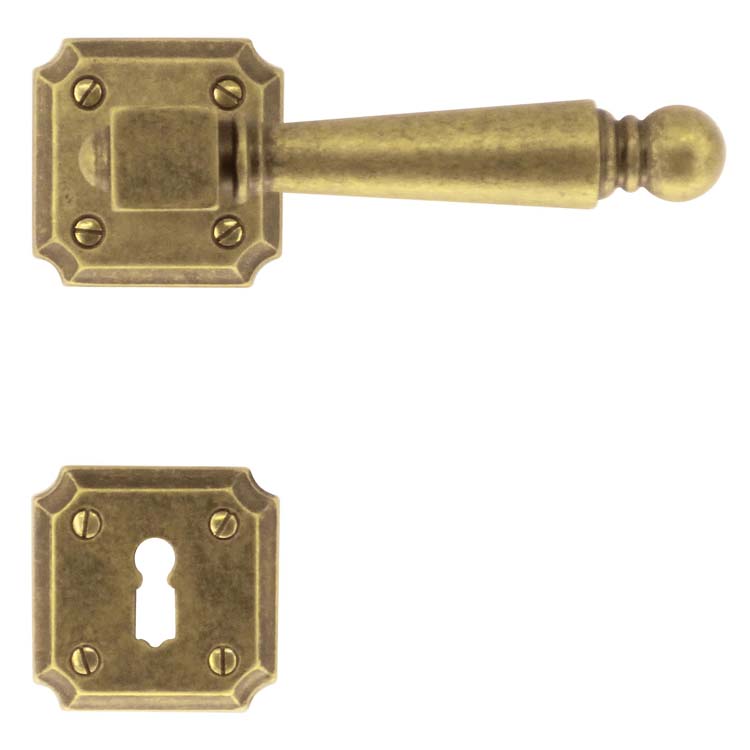 Poignée de porte genua vieux jaune rosace barbe