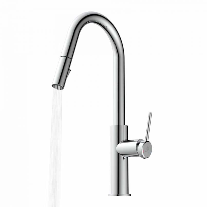 Robinet de cuisine Wasserwerk WK 13 Curve chrome mat avec bec extractible
