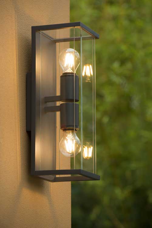 Lucide CLAIRE - Applique murale Extérieur - 2xE27 - IP54 - Anthracite