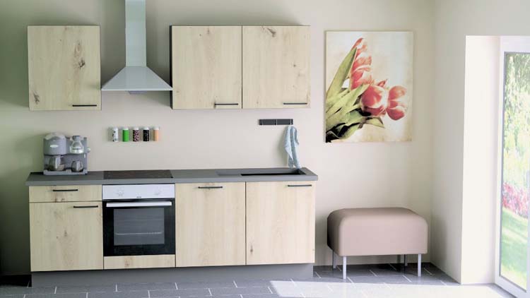 Keuken Premium 1 houtlook 240cm - voorgemonteerd - zonder toestellen