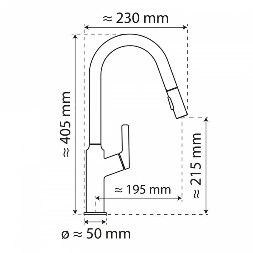 Robinet de cuisine Wasserwerk WK 12 or mat avec bec extractible