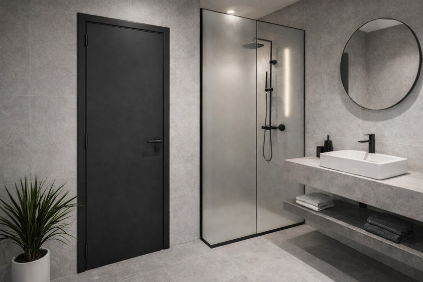 Complete binnendeur Robusto zwart mat 201,5x83cm tubespaan omkeerbaar + deurkast 16,5cm