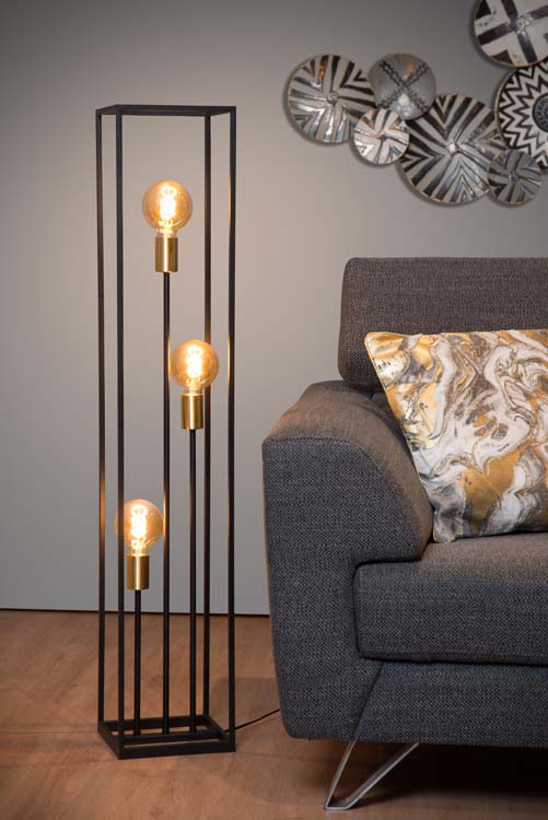 Staande lamp - zwart - 3xE27 - 40W