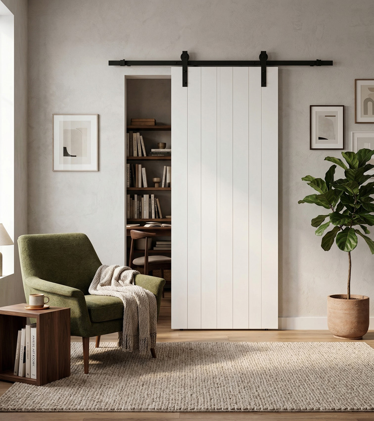 Complete enkele schilder schuifdeur Titus 93x211,5cm + rail robust zwart