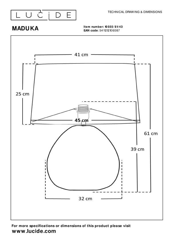 MADUKA - Lampe de table - 1xE27 - Naturel