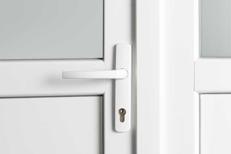 Porte extérieure pvc anthra/blanche double demi-vitrée G SUR MESURE