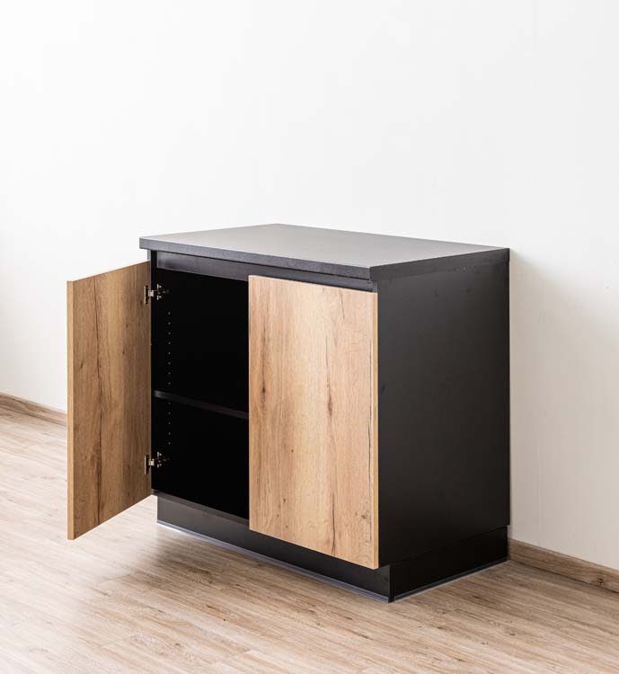 Keukenkast Plenti onderkast 100cm zwart-houtlook