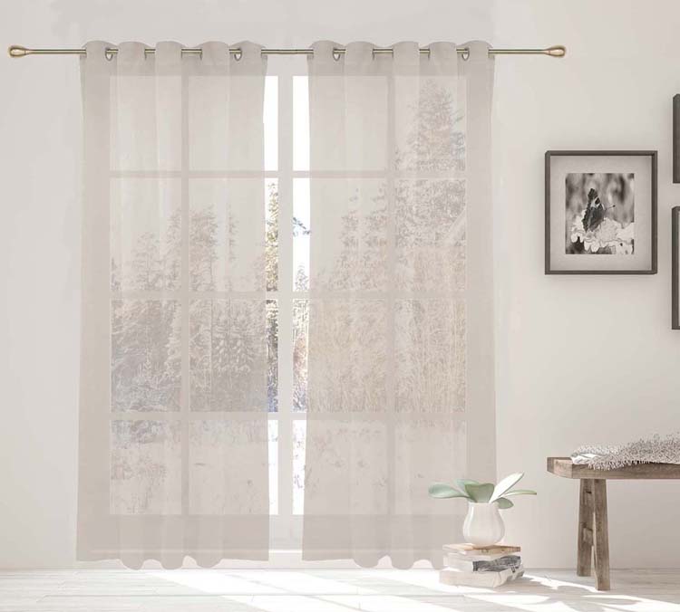 Rideau de verre voilage sable 140x270cm avec anneaux