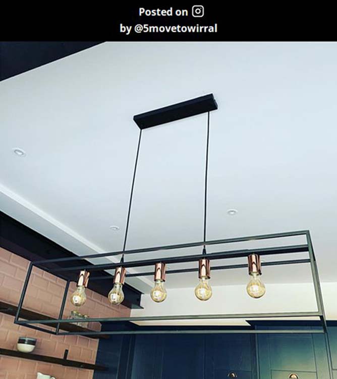 Hanglamp - zwart - 5xE27 - rechthoek